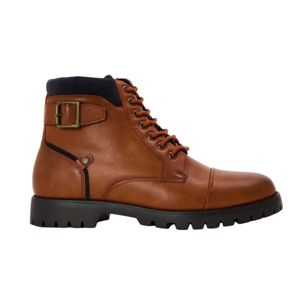 Original Penguin Mens Plain Leather Combat Boots / Brown